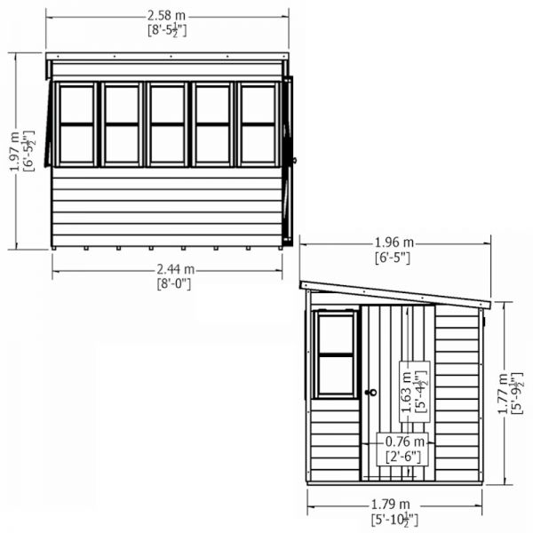 Shire Sun Pent Potting Shed 8x6 - Right Door