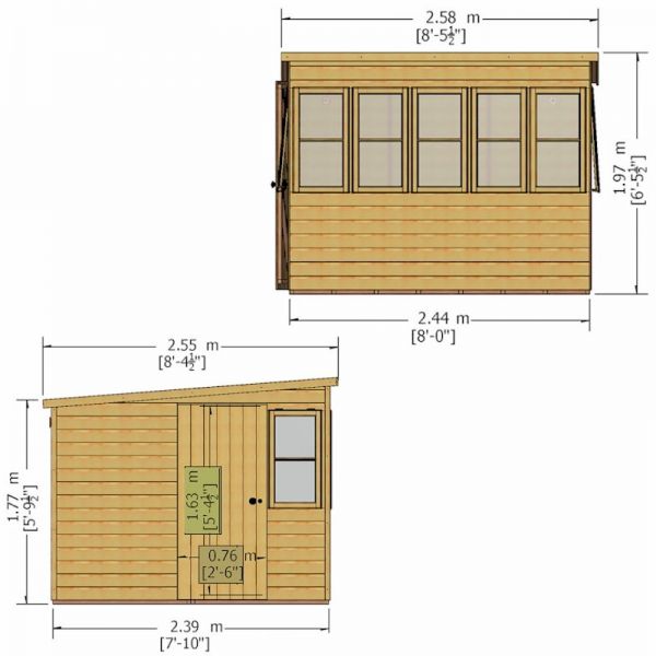 Shire Sun Pent Potting Shed 8x8 - Left Door