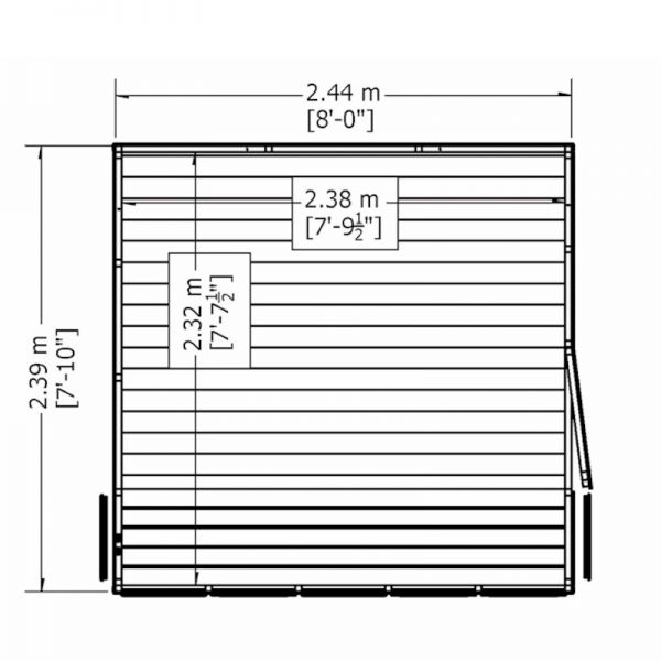 Shire Sun Pent Potting Shed 8x8 - Right Door