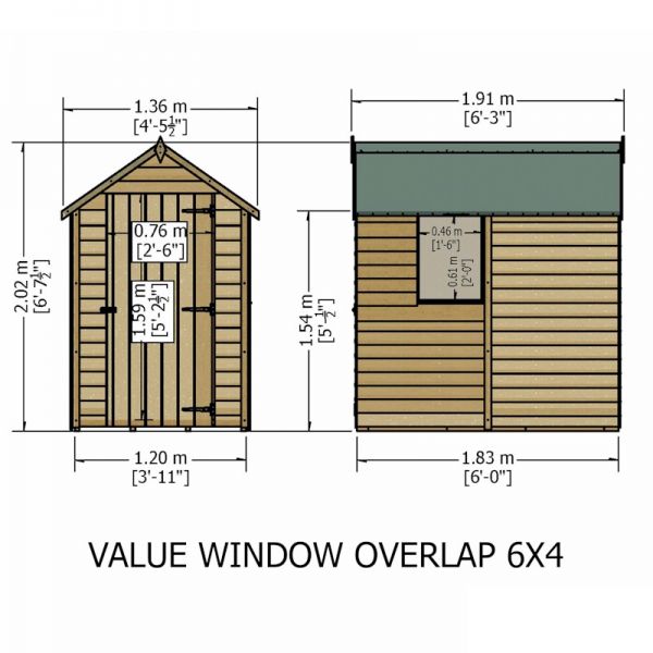 Shire Value Overlap Apex Shed 6x4 with Window