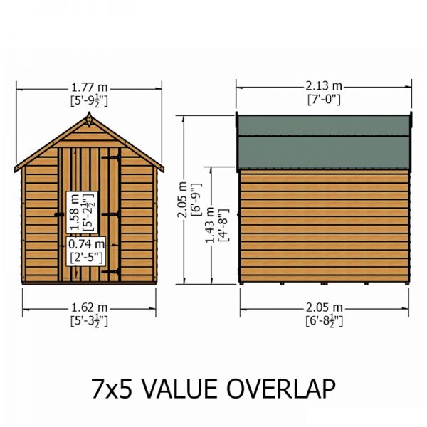 Shire Value Overlap Apex Shed 7x5