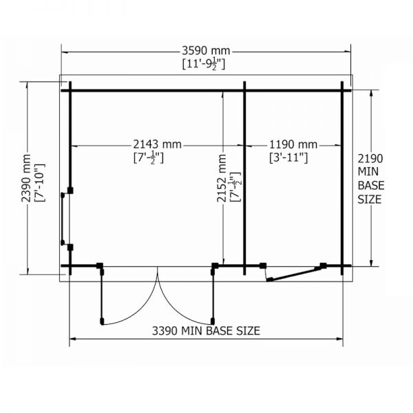 Shire Walsoken 19mm Log Cabin 12x8