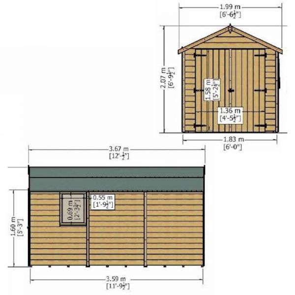 Shire Warwick Double Door Shed 12x6