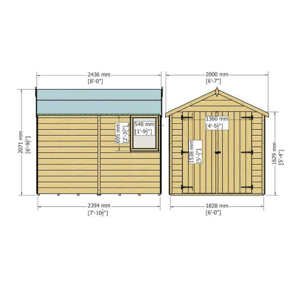 Shire Warwick Double Door Shed 8x6