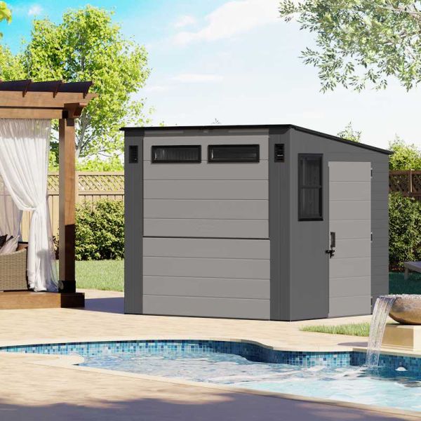 Suncast Cabana Entertainment Shed & Bar 8x7 - Cool Grey