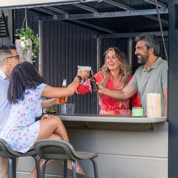 Suncast Cabana Entertainment Shed & Bar 8x7 - Cool Grey