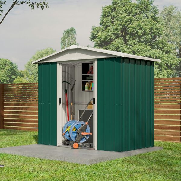 buy deluxe apex metal shed with support frame - 10 x 10ft