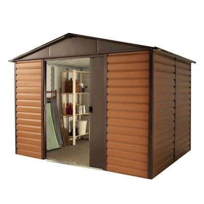 Yardmaster Woodgrain 1012WGL Metal Shed with Floor Support Frame 2.85 x 3.67m