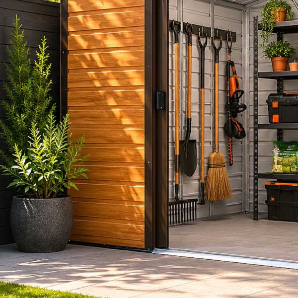 Yardmaster Woodgrain 106WGL Metal Shed with Floor Support Frame 2.85 x 1.86m