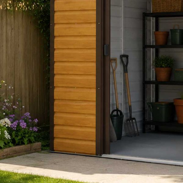 Yardmaster Woodgrain 86WGL Metal Shed with Floor Support Frame 2.26 x 1.86m