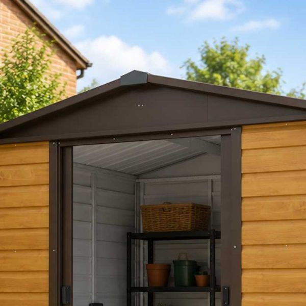 Yardmaster Woodgrain 86WGL Metal Shed with Floor Support Frame 2.26 x 1.86m