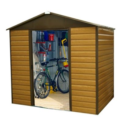 Yardmaster Woodgrain 86WGL Metal Shed with Floor Support Frame 2.26 x 1.86m