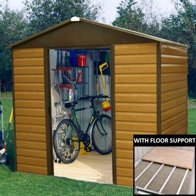 Yardmaster Woodgrain 86WGL Metal Shed with Floor Support Frame 2.26 x 1.86m