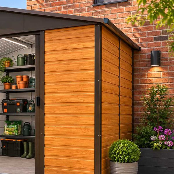 Yardmaster Woodgrain Shiplap 106WGL Metal Shed 2.85 x 1.86m