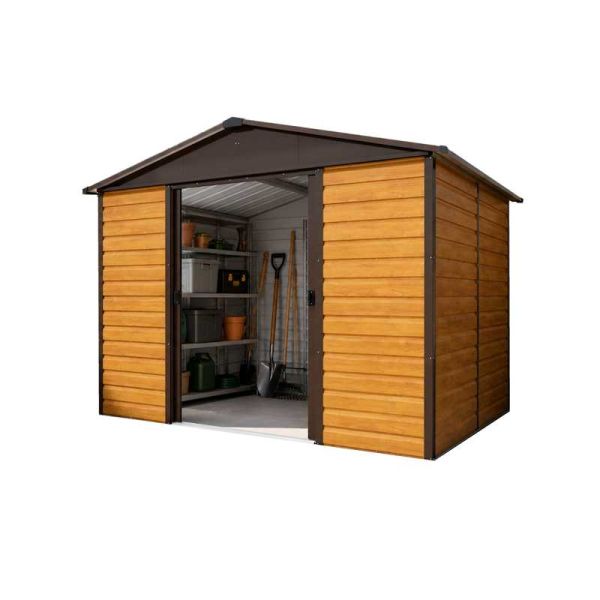 Yardmaster Woodgrain Shiplap 108WGL Metal Shed 2.85 x 2.26m