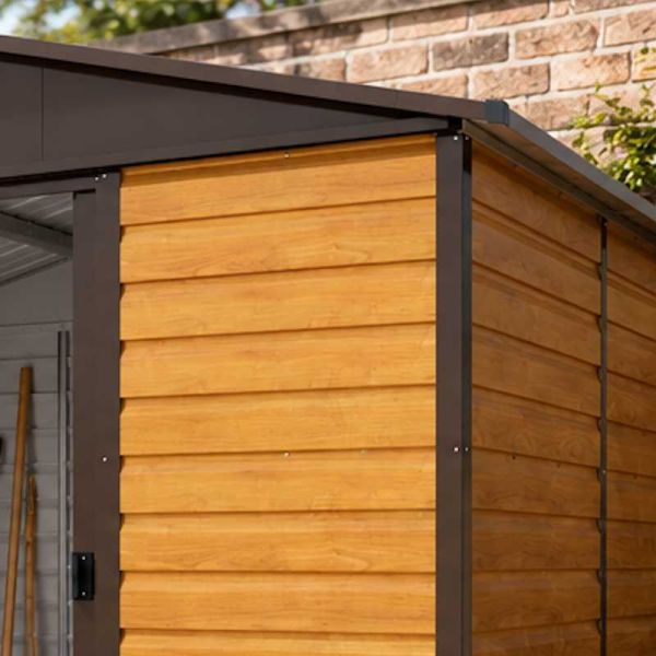 Yardmaster Woodgrain Shiplap 108WGL Metal Shed 2.85 x 2.26m