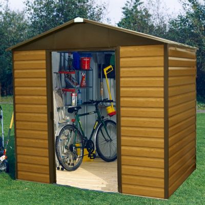 Yardmaster Woodgrain Shiplap 86WGL Metal Shed 2.26 x 1.86m