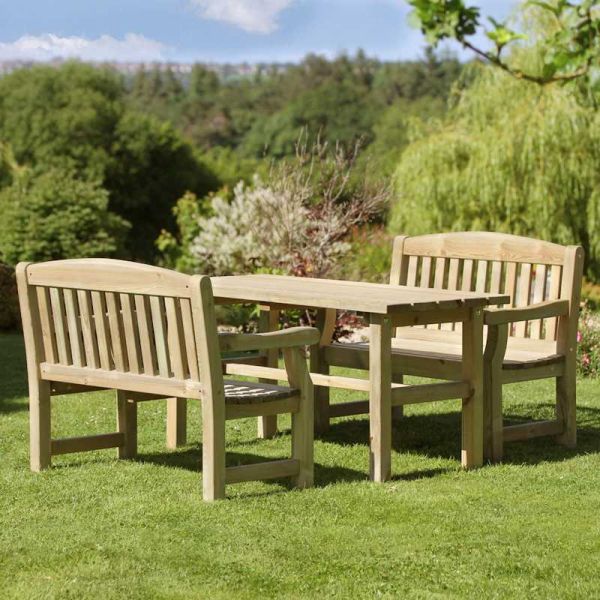 Zest Emily Table and 2 Bench Set