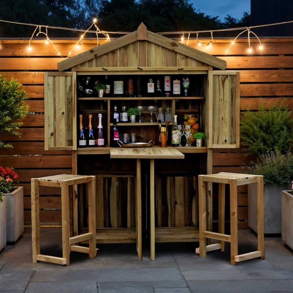 Zest Garden Bar and 2-Stool Set