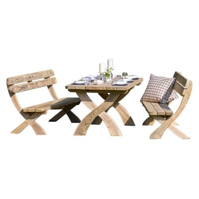 Zest Harriet Table and 2 Bench Set