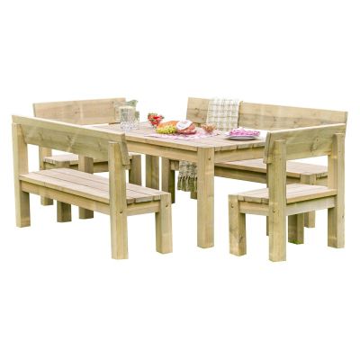 Zest Philippa Table with 2 Bench and 2 Chair Set