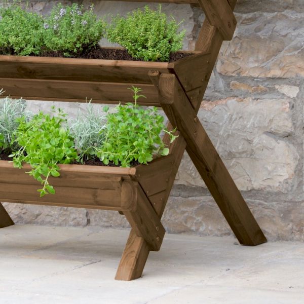 Zest Stepped Herb Planter - Brown