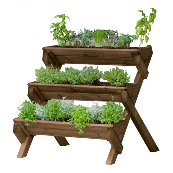 Zest Stepped Herb Planter - Brown